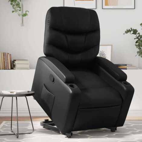 Fauteuil inclinable-Chaise de relaxation-Fauteuil Relax Noir Similicuir 226074