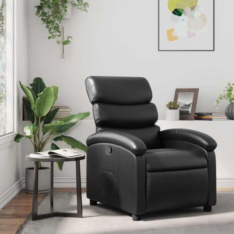 Fauteuil inclinable-Chaise de relaxation-Fauteuil Relax Noir Similicuir 726001