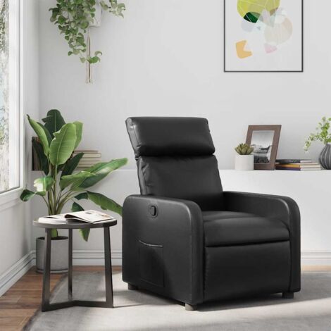 Fauteuil inclinable-Chaise de relaxation-Fauteuil Relax Noir Similicuir 780372