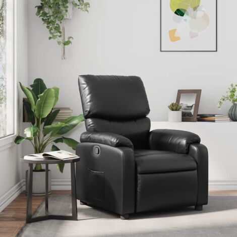 Fauteuil inclinable-Chaise de relaxation-Fauteuil Relax Noir Similicuir 966143