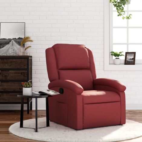 Fauteuil inclinable-Chaise de relaxation-Fauteuil Relax Rouge bordeaux Similicuir 136901