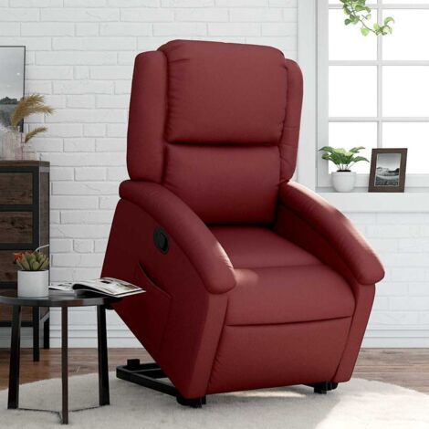 Fauteuil inclinable-Chaise de relaxation-Fauteuil Relax Rouge bordeaux Similicuir 154109