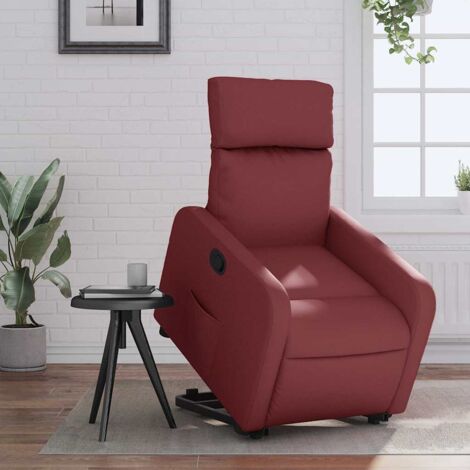 Fauteuil inclinable-Chaise de relaxation-Fauteuil Relax Rouge bordeaux Similicuir 161057