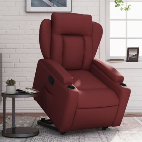 Fauteuil inclinable-Chaise de relaxation-Fauteuil Relax Rouge bordeaux Similicuir 166069