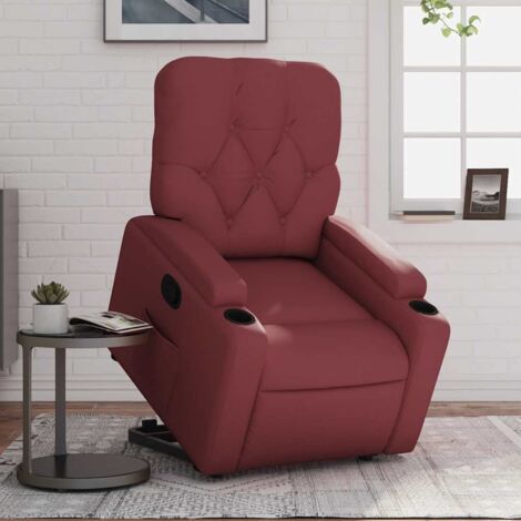 Fauteuil inclinable-Chaise de relaxation-Fauteuil Relax Rouge bordeaux Similicuir 514543