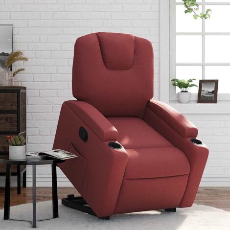 Fauteuil inclinable-Chaise de relaxation-Fauteuil Relax Rouge bordeaux Similicuir 727681