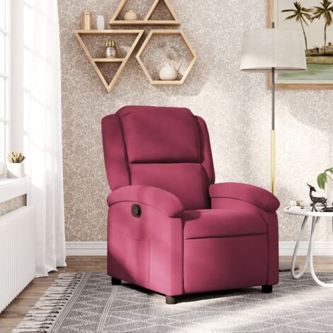 Fauteuil inclinable-Chaise de relaxation-Fauteuil Relax rouge bordeaux velours 841286