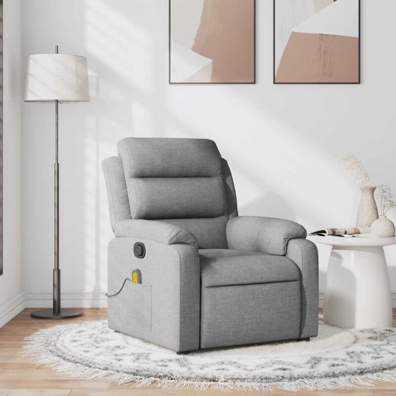 Vidaxl - Fauteuil de massage inclinable Gris clair Tissu