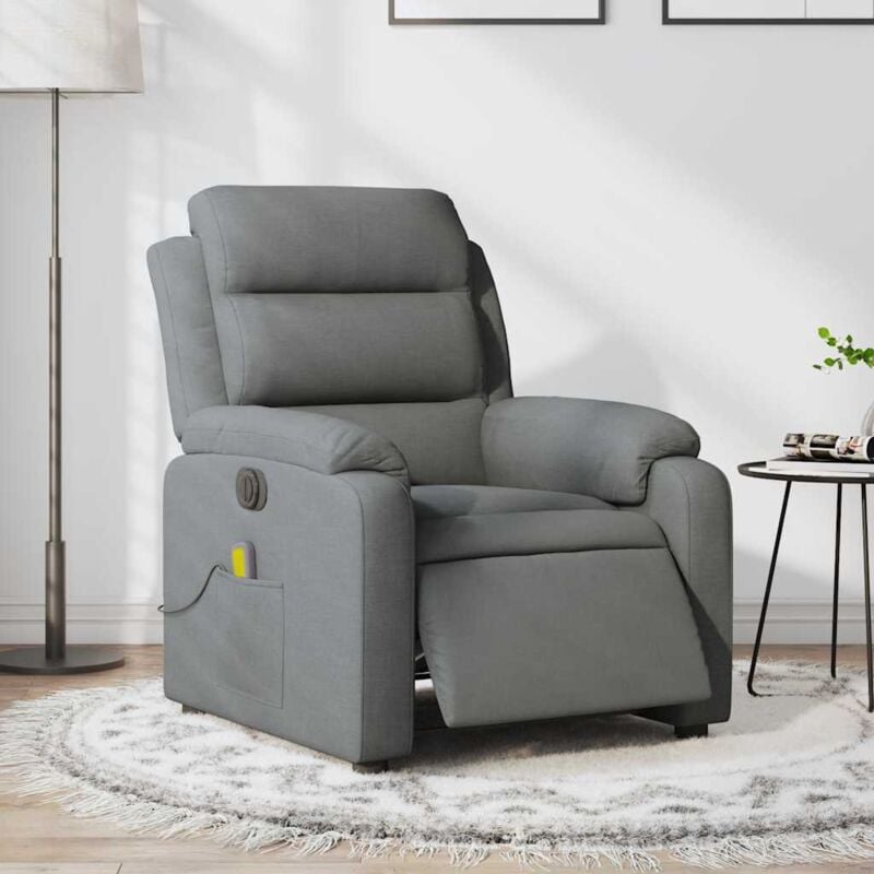 Vidaxl - Fauteuil inclinable de massage électrique gris foncé tissu