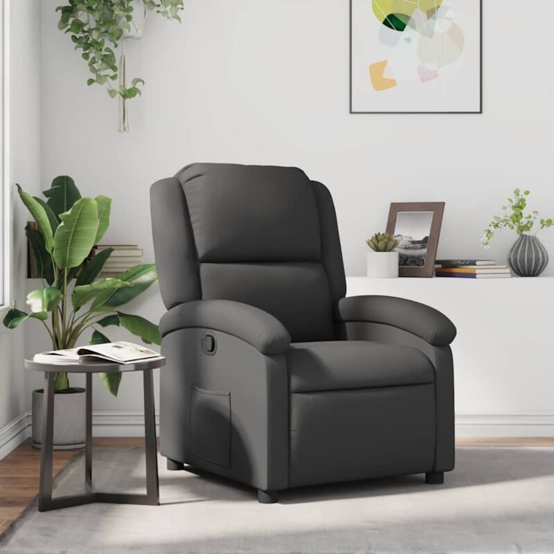 Vidaxl - Fauteuil inclinable gris cuir véritable
