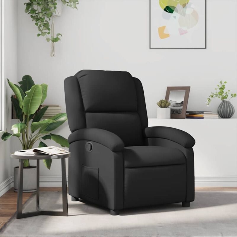 Vidaxl - Fauteuil inclinable noir cuir véritable