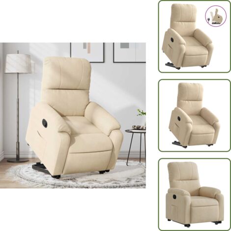 Fauteuil inclinable crème tissu microfibre - Fauteuil - Fauteuils - Fauteuil Releveur Inclinable - Fauteuil Releveur Et Inclinable
