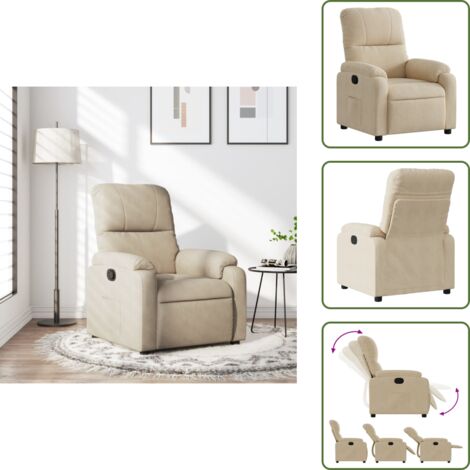 Fauteuil inclinable crème tissu microfibre - Fauteuil Inclinable - Fauteuils Inclinables - Fauteuil - Fauteuil Inclinable Pour Personnes Âgées
