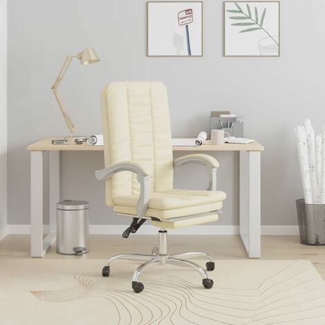 Fauteuil inclinable de bureau  Chaise Bureau Crème Similicuir ZSD27916