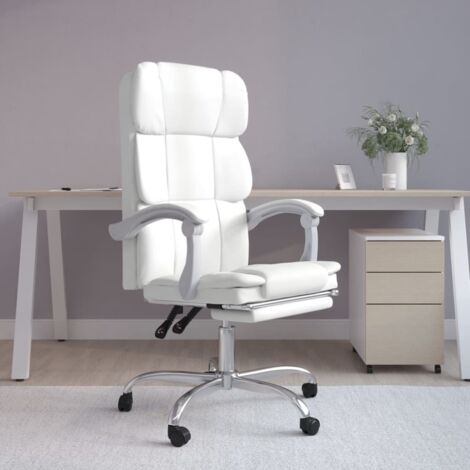 Fauteuil inclinable de bureau, Chaise de bureau blanc similicuir -asaf83707 Maison Chic