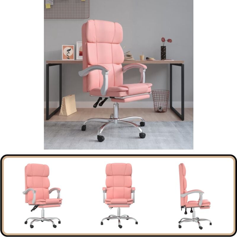 Fauteuil inclinable de bureau Rose Similicuir - Chaise De Bureau - Chaise Ergonomique - Fauteuil De Bureau - Simuli Cuir - Rose