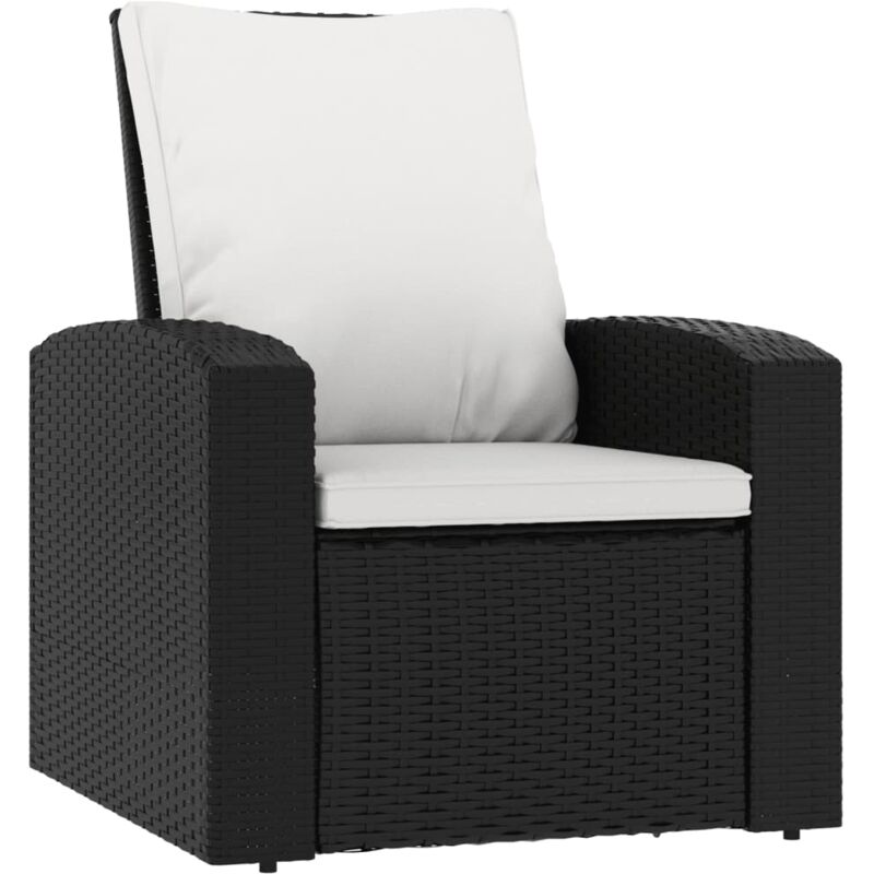 Vidaxl - Fauteuil inclinable de jardin avec coussins noir résine tressée