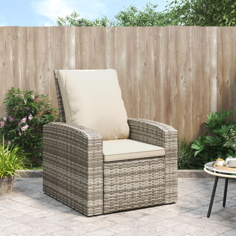 Fauteuil inclinable de jardin Fauteuil de Relaxation Fauteuil Salon avec coussins marron clair rotin 69582