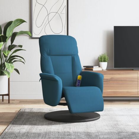 Fauteuil inclinable de massage avec repose-pied -Chaise de relaxation-Fauteuil Relax bleu velours 953924