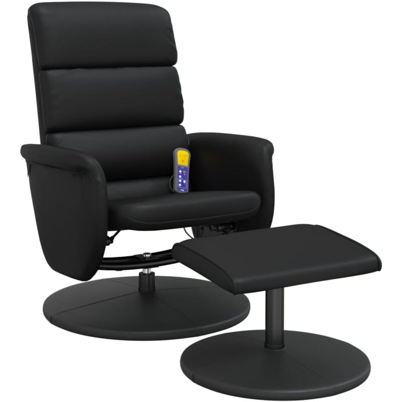 Vidaxl - Fauteuil inclinable de massage avec repose-pied noir similicuir