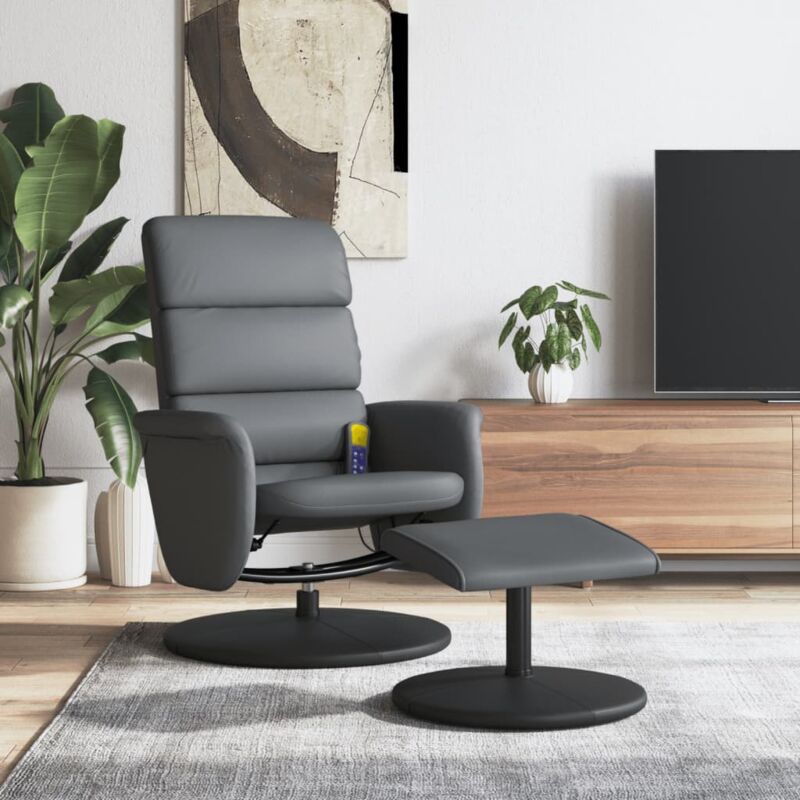 Vidaxl - Fauteuil inclinable de massage avec repose-pied gris similicuir