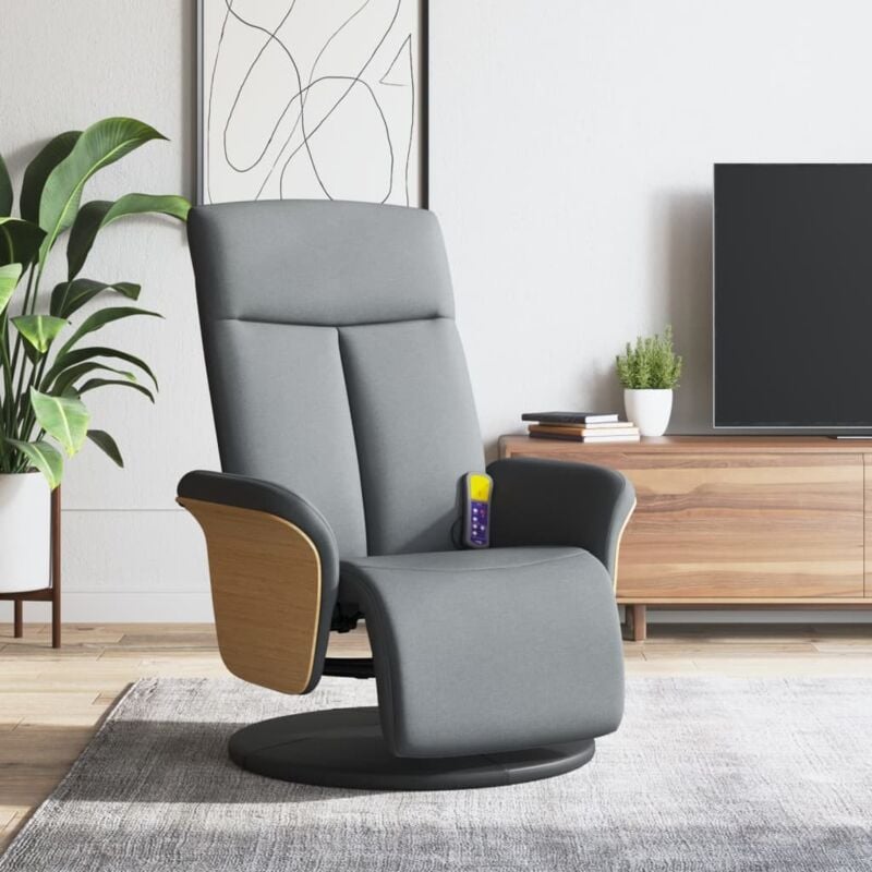Vidaxl - Fauteuil inclinable de massage et repose-pieds gris clair tissu