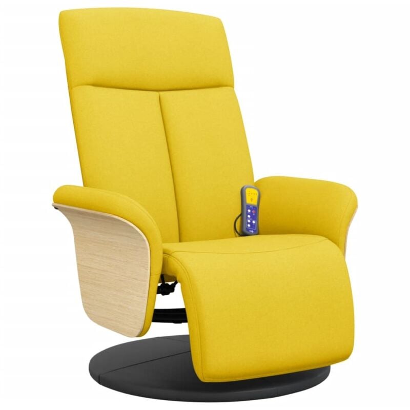 Vidaxl - Fauteuil inclinable de massage repose-pieds jaune clair tissu