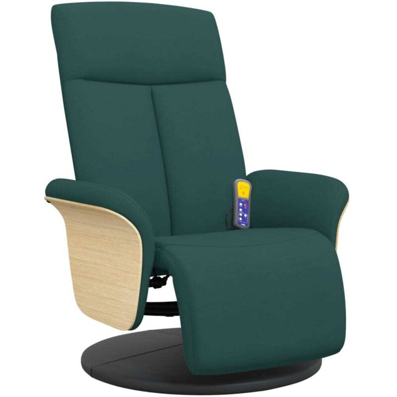 Vidaxl - Fauteuil inclinable de massage et repose-pieds vert foncé tissu