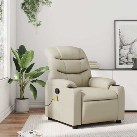Fauteuil inclinable de massage-Chaise de relaxation-Fauteuil Relax Crème Similicuir 275631