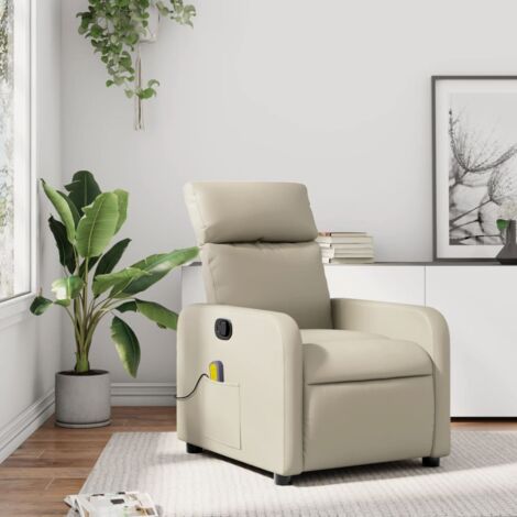 Fauteuil inclinable de massage-Chaise de relaxation-Fauteuil Relax Crème Similicuir 717532