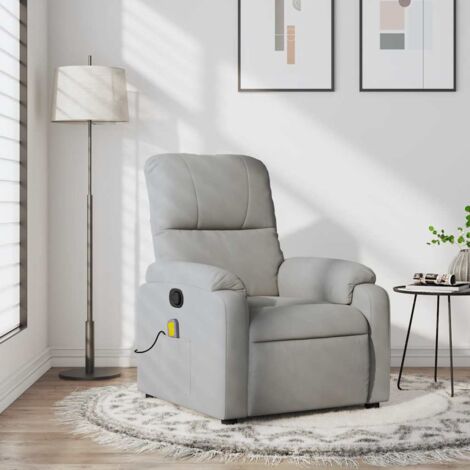 Fauteuil inclinable de massage-Chaise de relaxation-Fauteuil Relax gris clair tissu microfibre 795709
