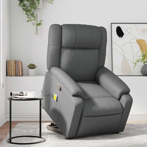 Fauteuil inclinable de massage-Chaise de relaxation-Fauteuil Relax Gris Similicuir 127715