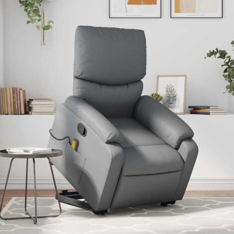 Fauteuil inclinable de massage-Chaise de relaxation-Fauteuil Relax Gris Similicuir 317620
