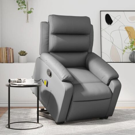 Fauteuil inclinable de massage-Chaise de relaxation-Fauteuil Relax Gris Similicuir 569927