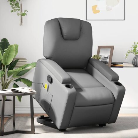 Fauteuil inclinable de massage-Chaise de relaxation-Fauteuil Relax Gris Similicuir 705309