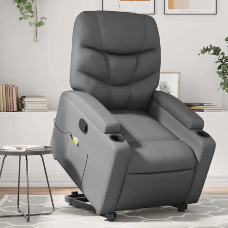 Fauteuil inclinable de massage-Chaise de relaxation-Fauteuil Relax Gris Similicuir 775369