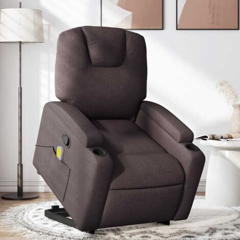 Fauteuil inclinable de massage-Chaise de relaxation-Fauteuil Relax Marron foncé Tissu 245853