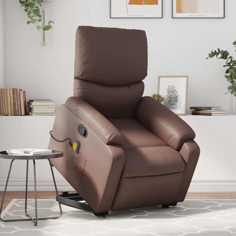 Fauteuil inclinable de massage-Chaise de relaxation-Fauteuil Relax Marron Similicuir 556593