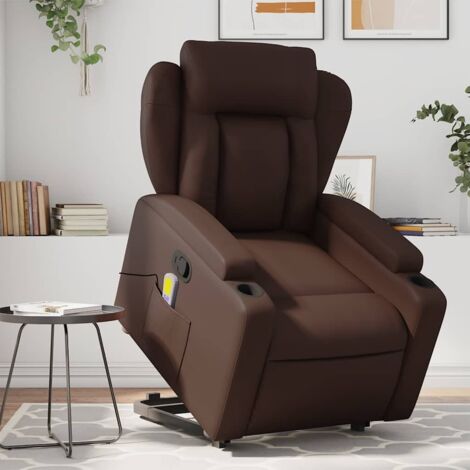 Fauteuil inclinable de massage-Chaise de relaxation-Fauteuil Relax Marron Similicuir 700071