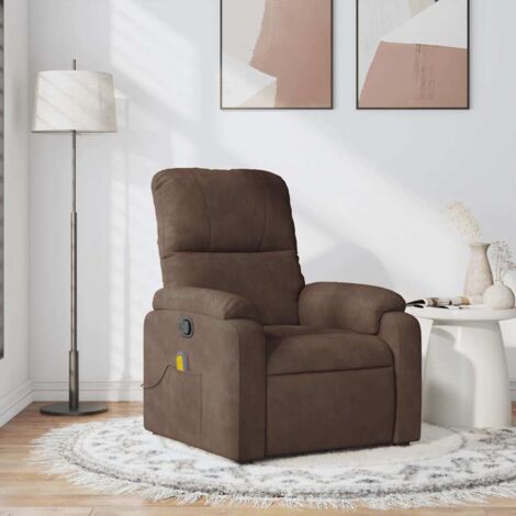 Fauteuil inclinable de massage-Chaise de relaxation-Fauteuil Relax marron tissu microfibre 328895