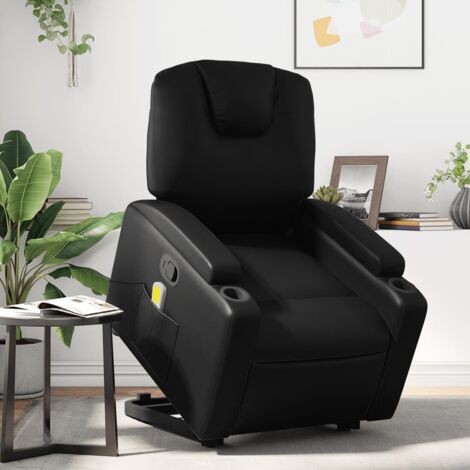 Fauteuil inclinable de massage-Chaise de relaxation-Fauteuil Relax Noir Similicuir 633188