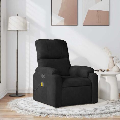 Fauteuil inclinable de massage-Chaise de relaxation-Fauteuil Relax noir tissu microfibre 353985