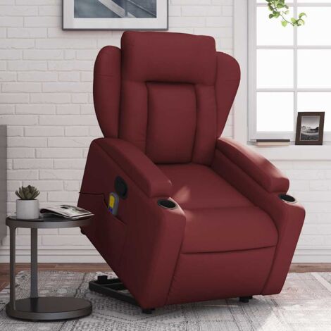 Fauteuil inclinable de massage-Chaise de relaxation-Fauteuil Relax Rouge bordeaux Similicuir 697783