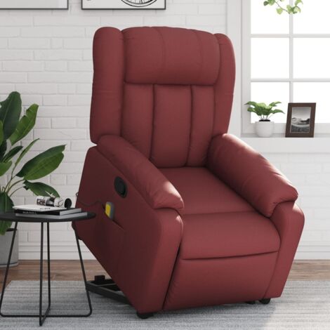 Fauteuil inclinable de massage-Chaise de relaxation-Fauteuil Relax Rouge bordeaux Similicuir 982701