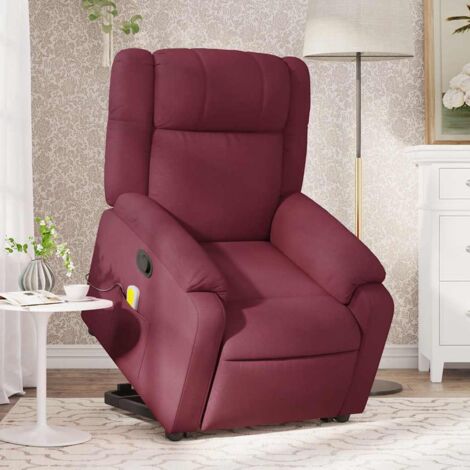 Fauteuil inclinable de massage-Chaise de relaxation-Fauteuil Relax Rouge bordeaux Tissu 374307