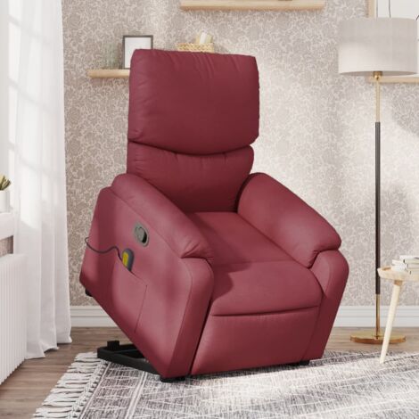 Fauteuil inclinable de massage-Chaise de relaxation-Fauteuil Relax Rouge bordeaux Tissu 554887