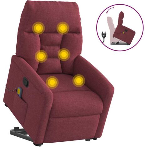 Fauteuil inclinable de massage-Chaise de relaxation-Fauteuil Relax Rouge bordeaux Tissu 646867