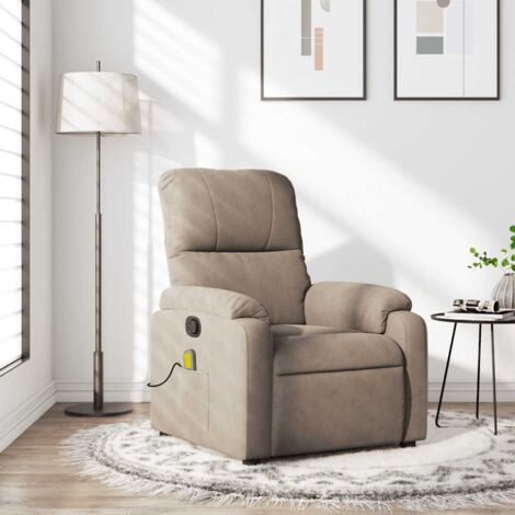 Fauteuil inclinable de massage-Chaise de relaxation-Fauteuil Relax taupe tissu microfibre 204647