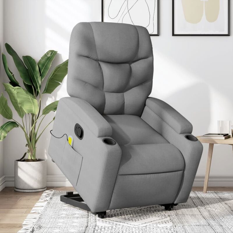Vidaxl - Fauteuil de massage inclinable Gris clair Tissu