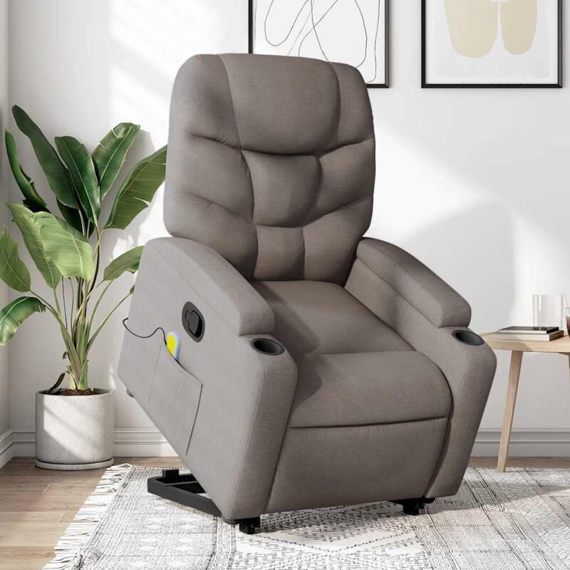 Vidaxl - Fauteuil inclinable de massage Taupe Tissu
